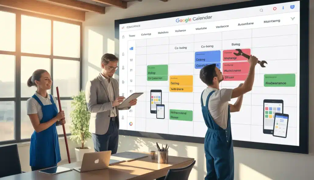 Shared Google Calendar with team tasks and color-coded events