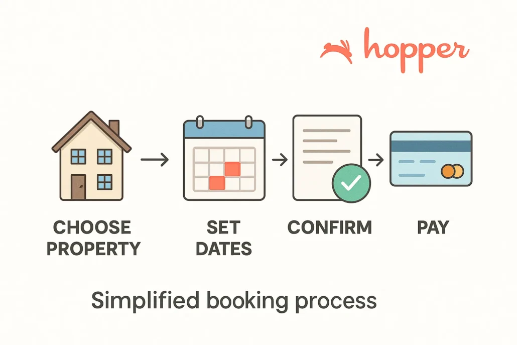 Diagram of Hopper vacation rental booking steps