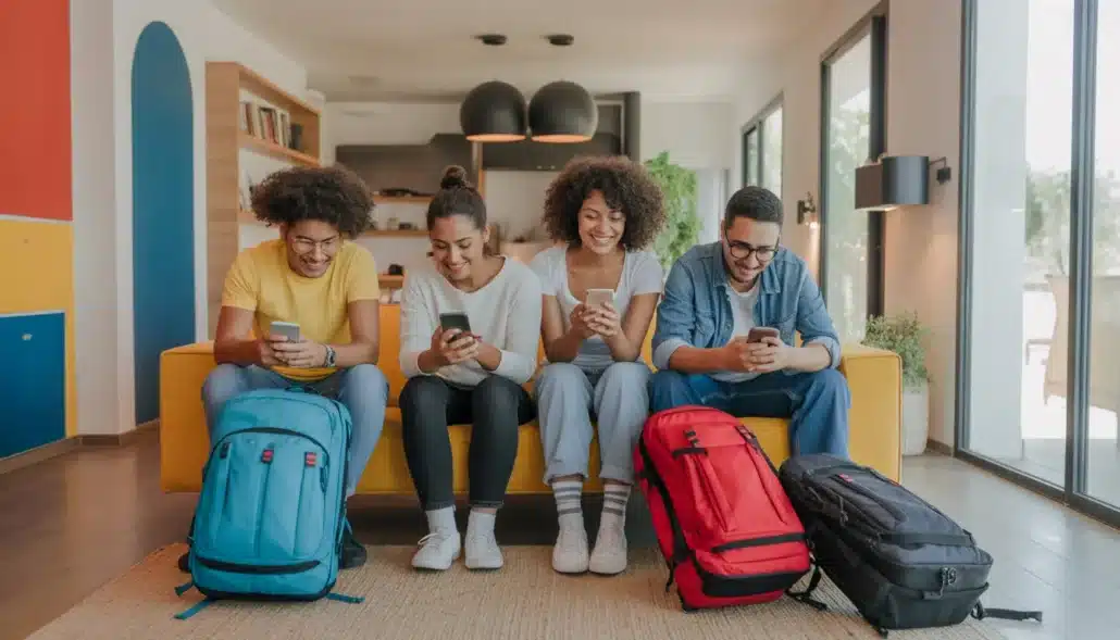 Millennials and Gen Z guests booking with phones