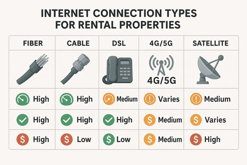 Comparison of Airbnb internet options